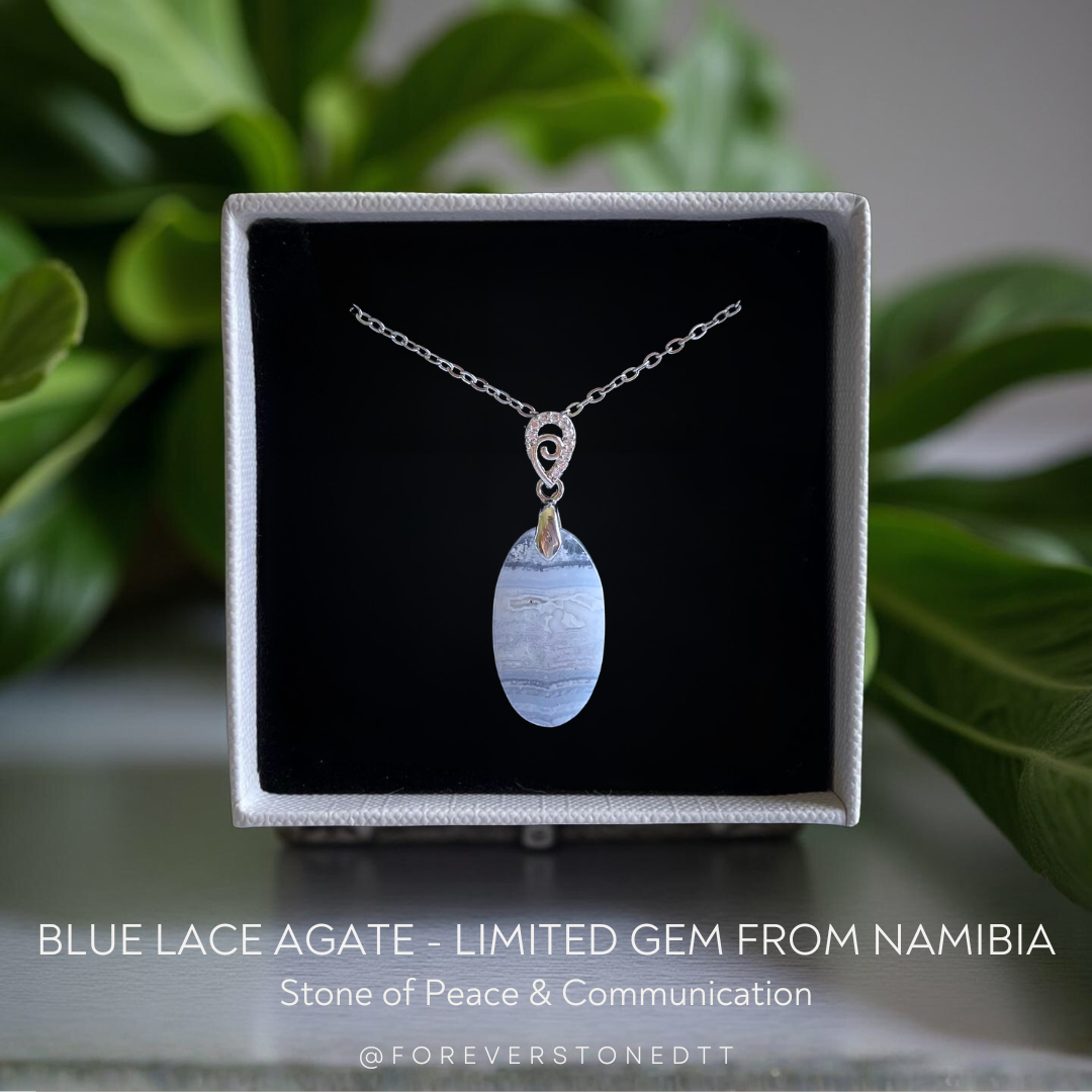 Blue Lace Agate Pendant - Limited Gem from Namibia