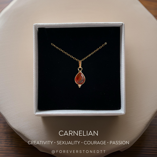 Carnelian Mini Teardrop Pendant Necklace