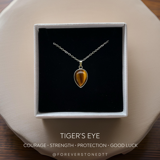 Tiger's Eye Droplet Pendant Necklace