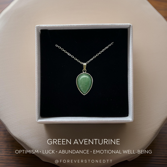 Green Aventurine Droplet Pendant Necklace