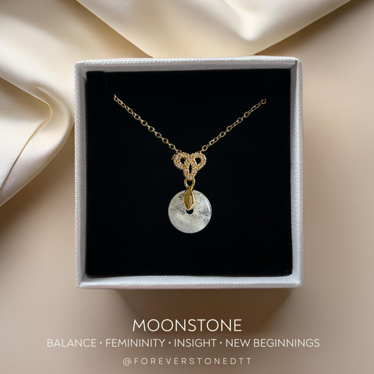 Moonstone Mini Donut Pendant Necklace - The Gilded Circle Collection