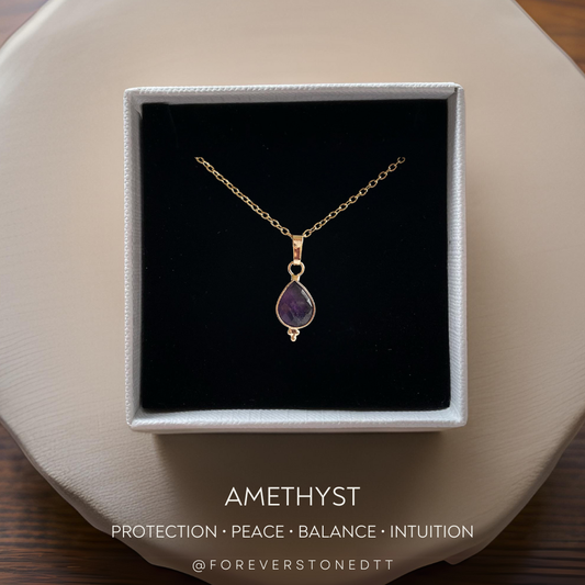 Amethyst Mini Teardrop Pendant Necklace
