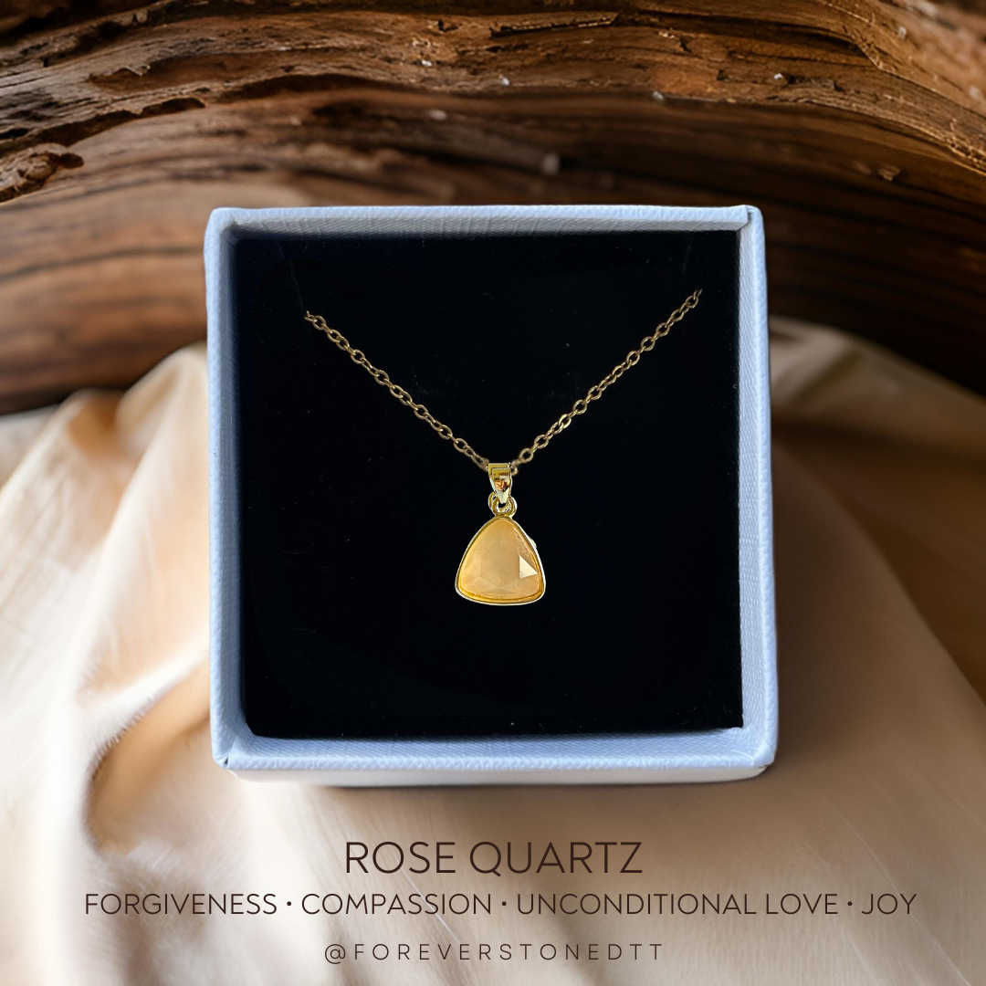 Rose Quartz Mini Faceted Pyramid Pendant Necklace