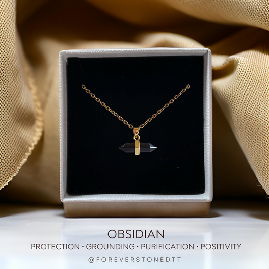 Obsidian Mini Axis Bar Pendant Necklace