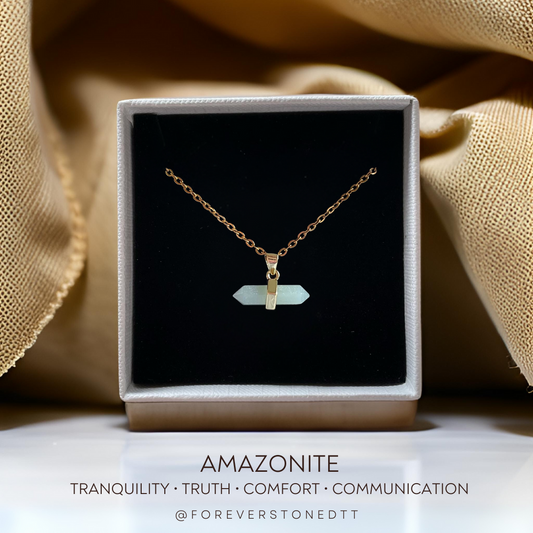 Amazonite Mini Axis Bar Pendant Necklace