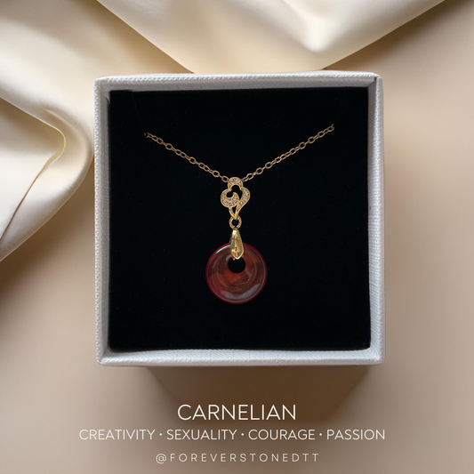 Carnelian Mini Donut Pendant Necklace - The Gilded Circle Collection