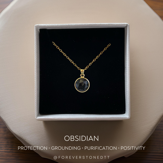 Obsidian Orb Pendant Necklace