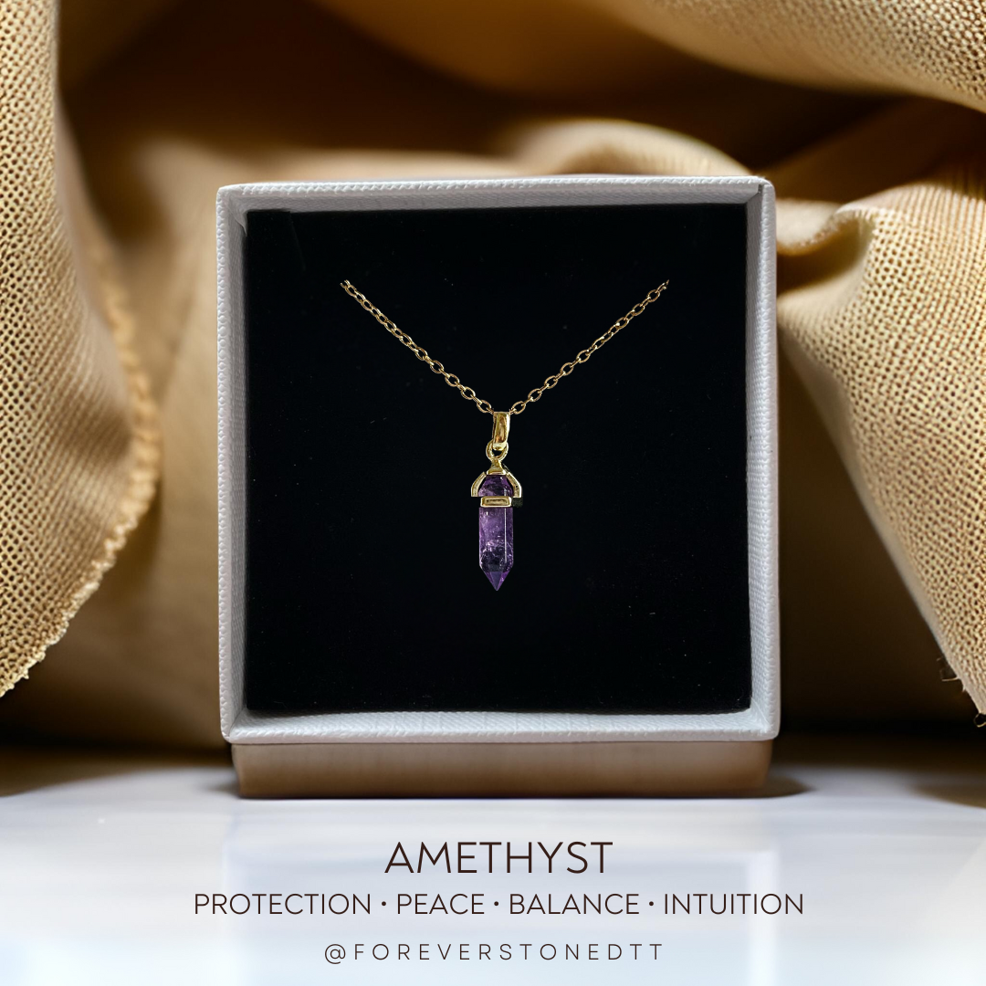 Amethyst Mini Axis Pillar Pendant Necklace