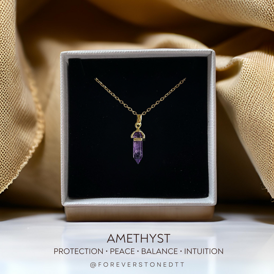 Amethyst Mini Axis Pillar Pendant Necklace