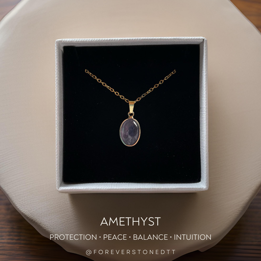 Amethyst Ellipse Pendant Necklace