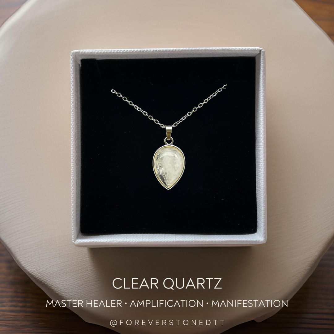 Clear Quartz Droplet Pendant Necklace