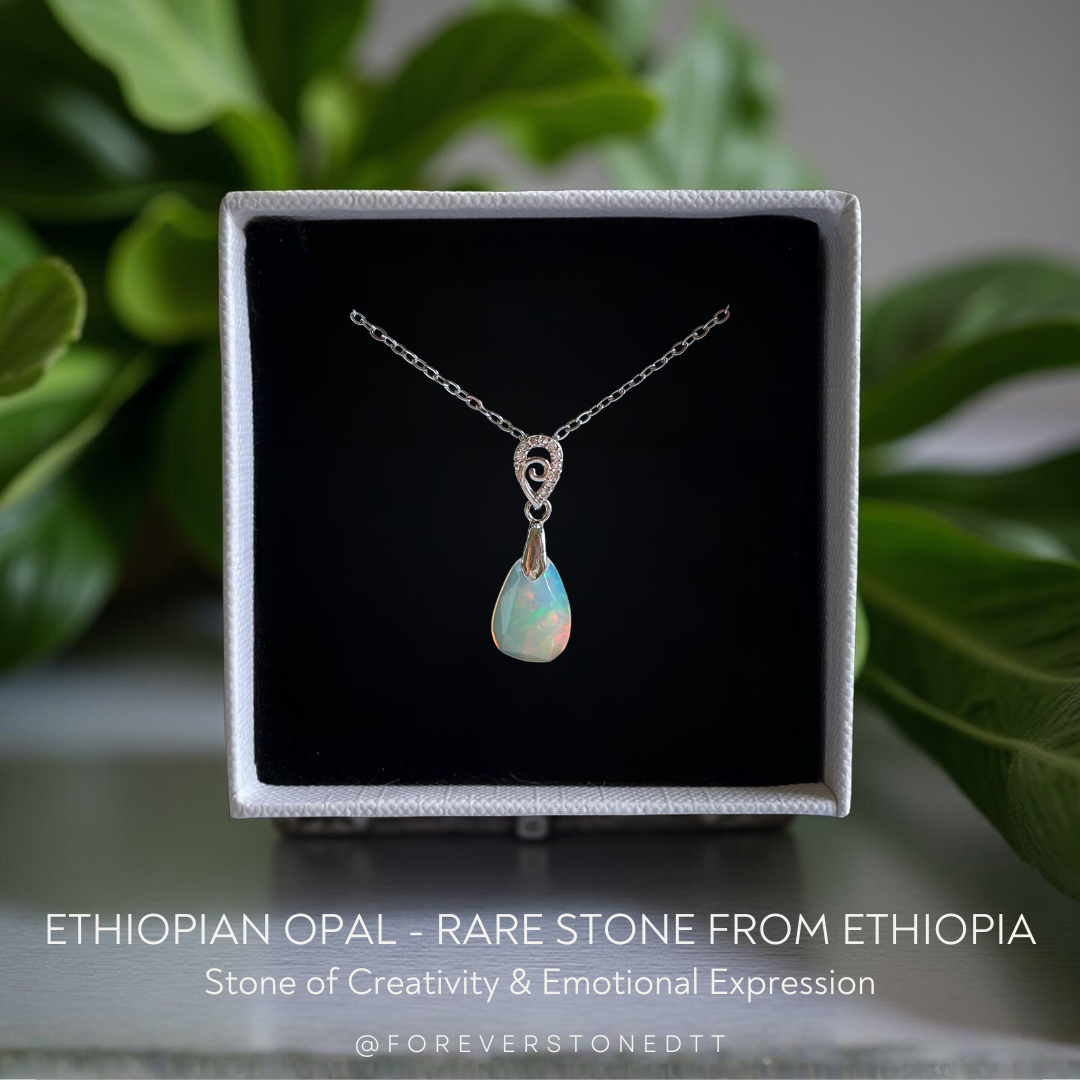 Ethiopian Opal Pendant - Rare Gem Quality Stone from Ethiopia