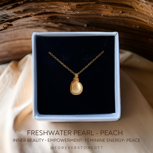 Peach Freshwater Pearl Pendant Necklace