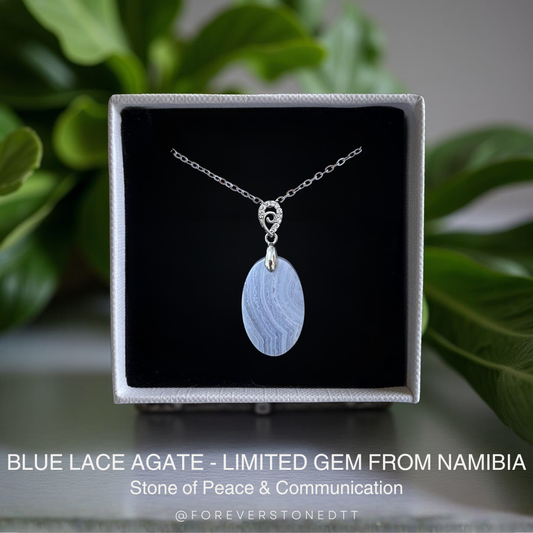 Blue Lace Agate Pendant - Limited Gem from Namibia