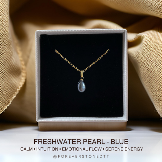 Iridescent Blue Freshwater Pearl Mini Pendant Necklace