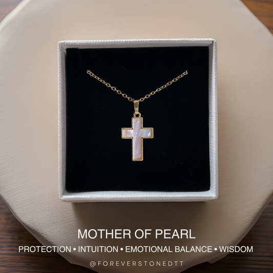 Mother of Pearl Cross Pendant Necklace