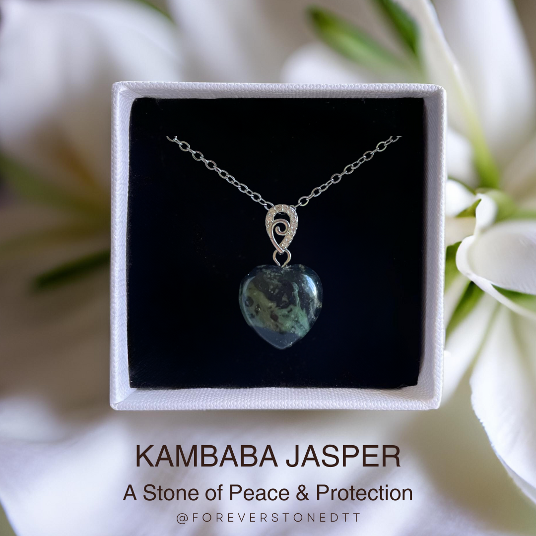 Kambaba Jasper Mini Heart Pendant Necklace