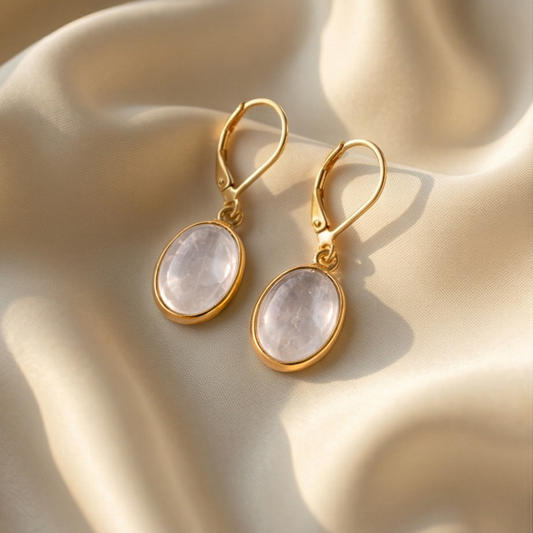 Clear Quartz Aura Gemstone Earrings – Clarity & Focus