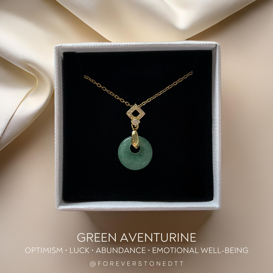 Green Aventurine Mini Donut Pendant Necklace - The Gilded Circle Collection