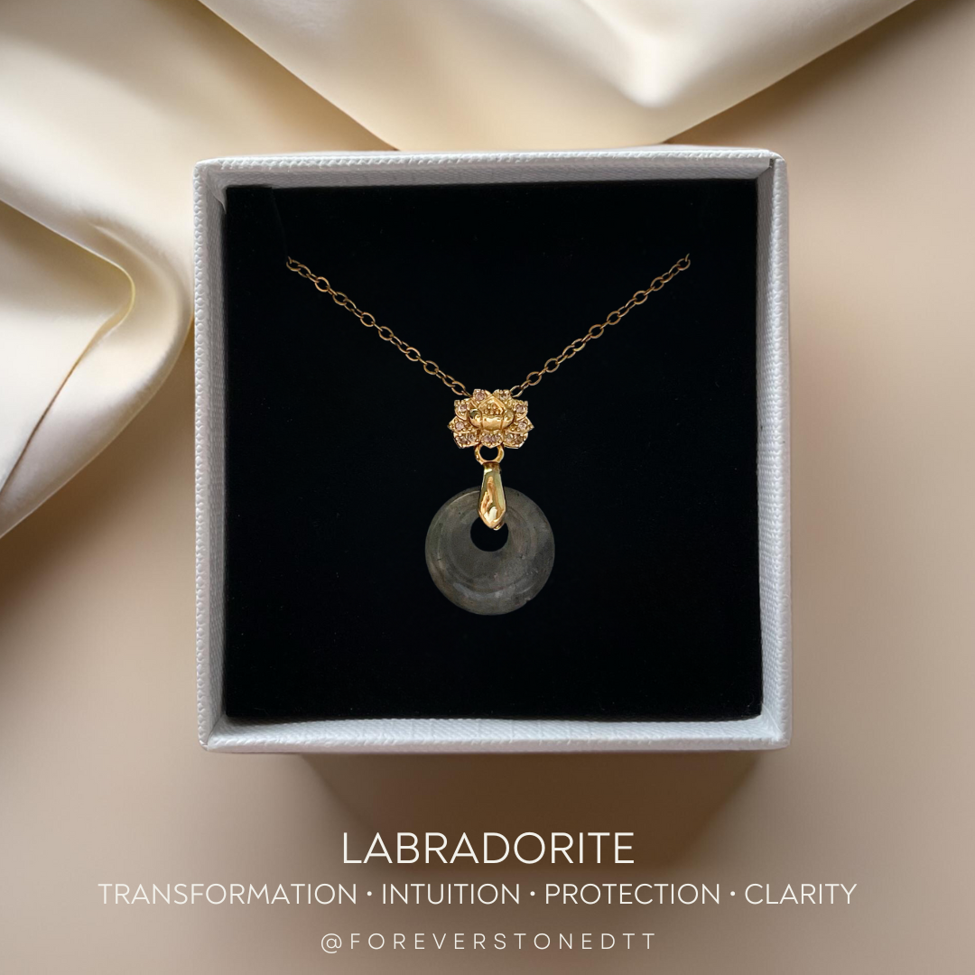 Labradorite Mini Donut Pendant Necklace - The Gilded Circle Collection