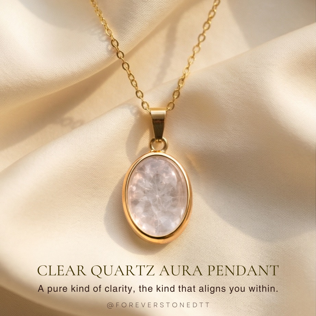 Clear Quartz Aura Pendant Necklace
