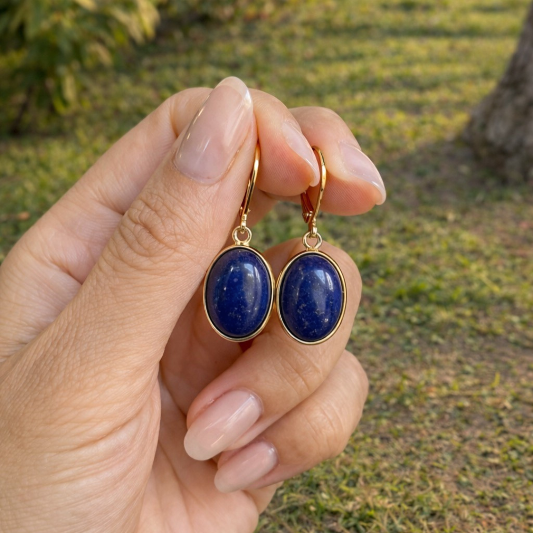 Lapis Lazuli Aura Gemstone Earrings – Truth & Confidence