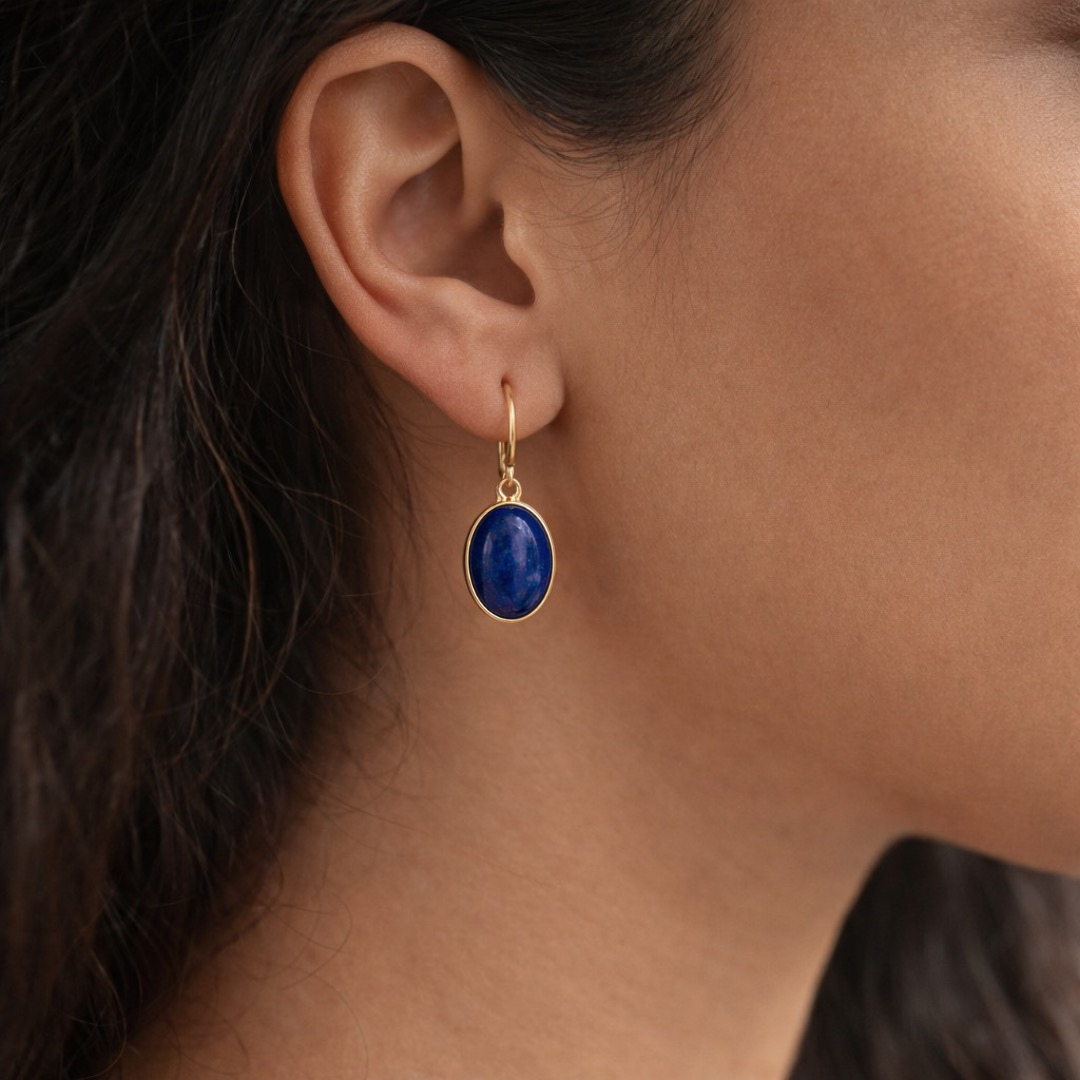 Lapis Lazuli Aura Gemstone Earrings – Truth & Confidence