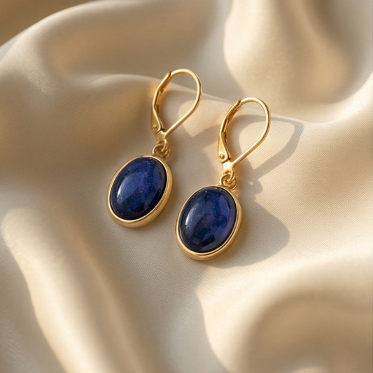 Lapis Lazuli Aura Gemstone Earrings – Truth & Confidence