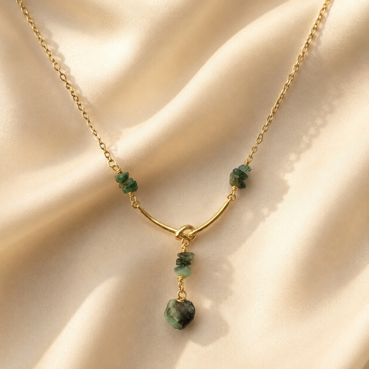 Emerald Lariat Pendant Necklace – May Birthstone