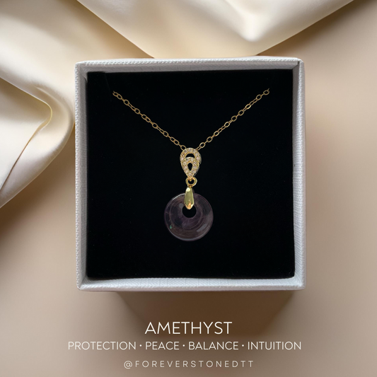 Amethyst Mini Donut Pendant Necklace - The Gilded Circle Collection