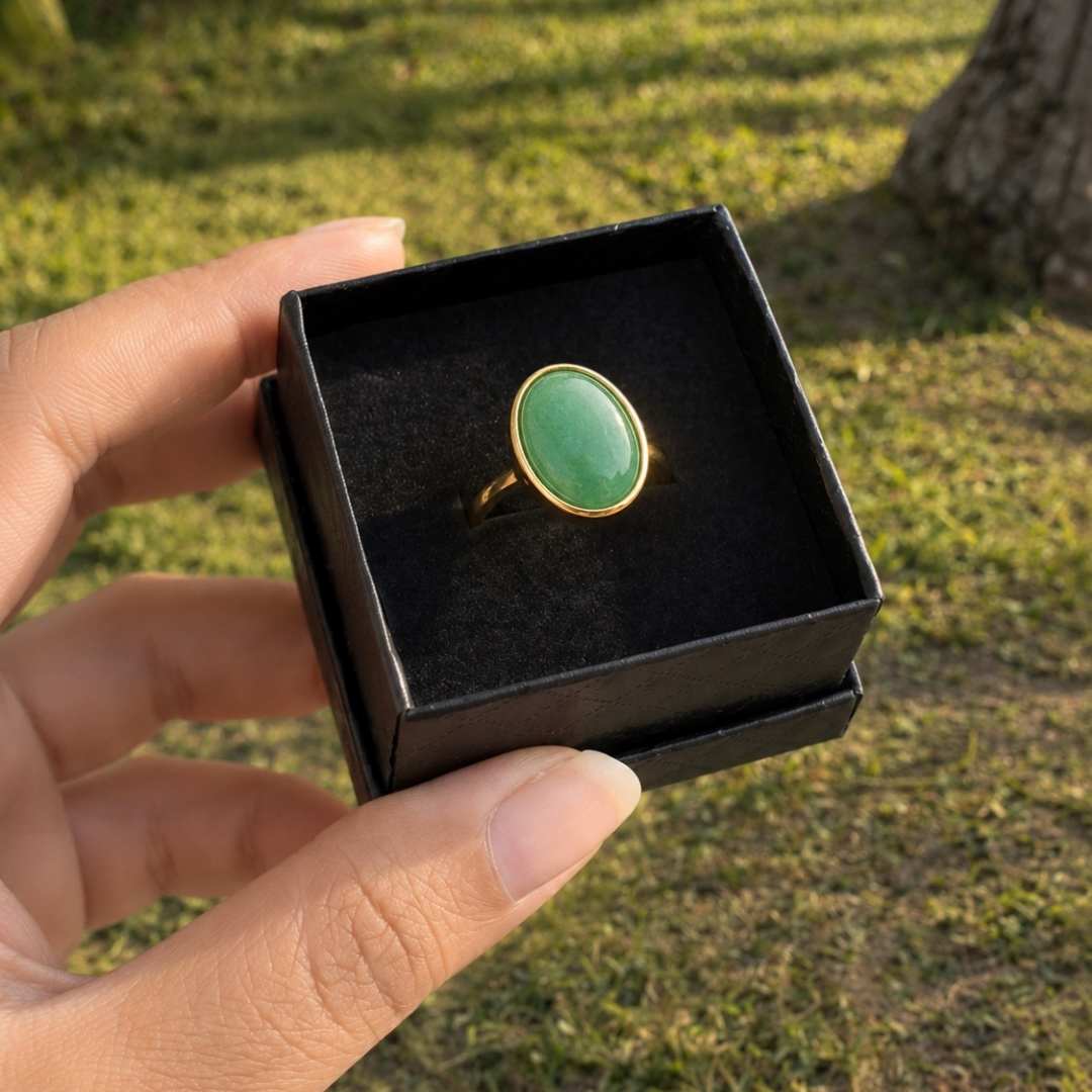 Green Aventurine Aura Ring – Luck & Growth