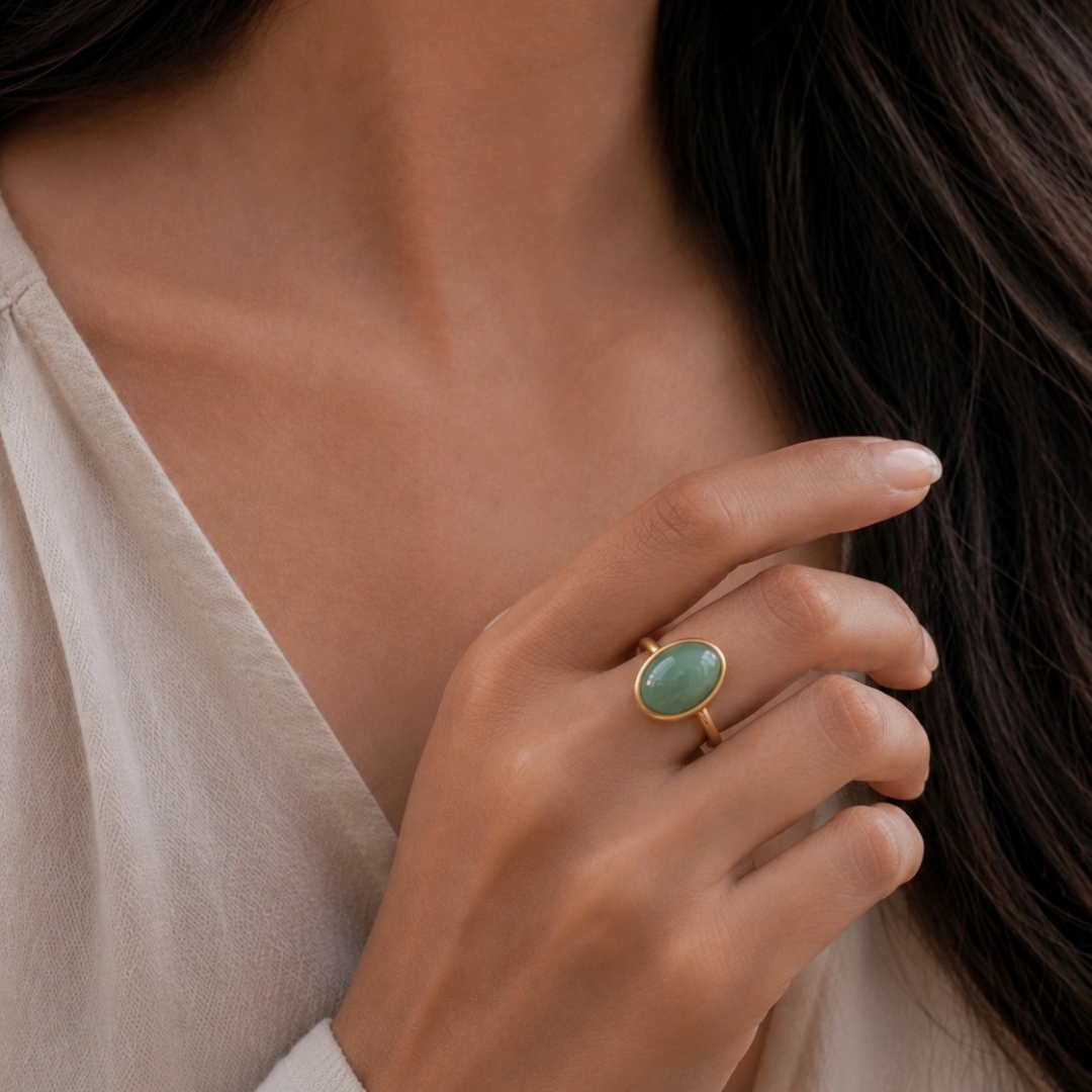 Green Aventurine Aura Ring – Luck & Growth