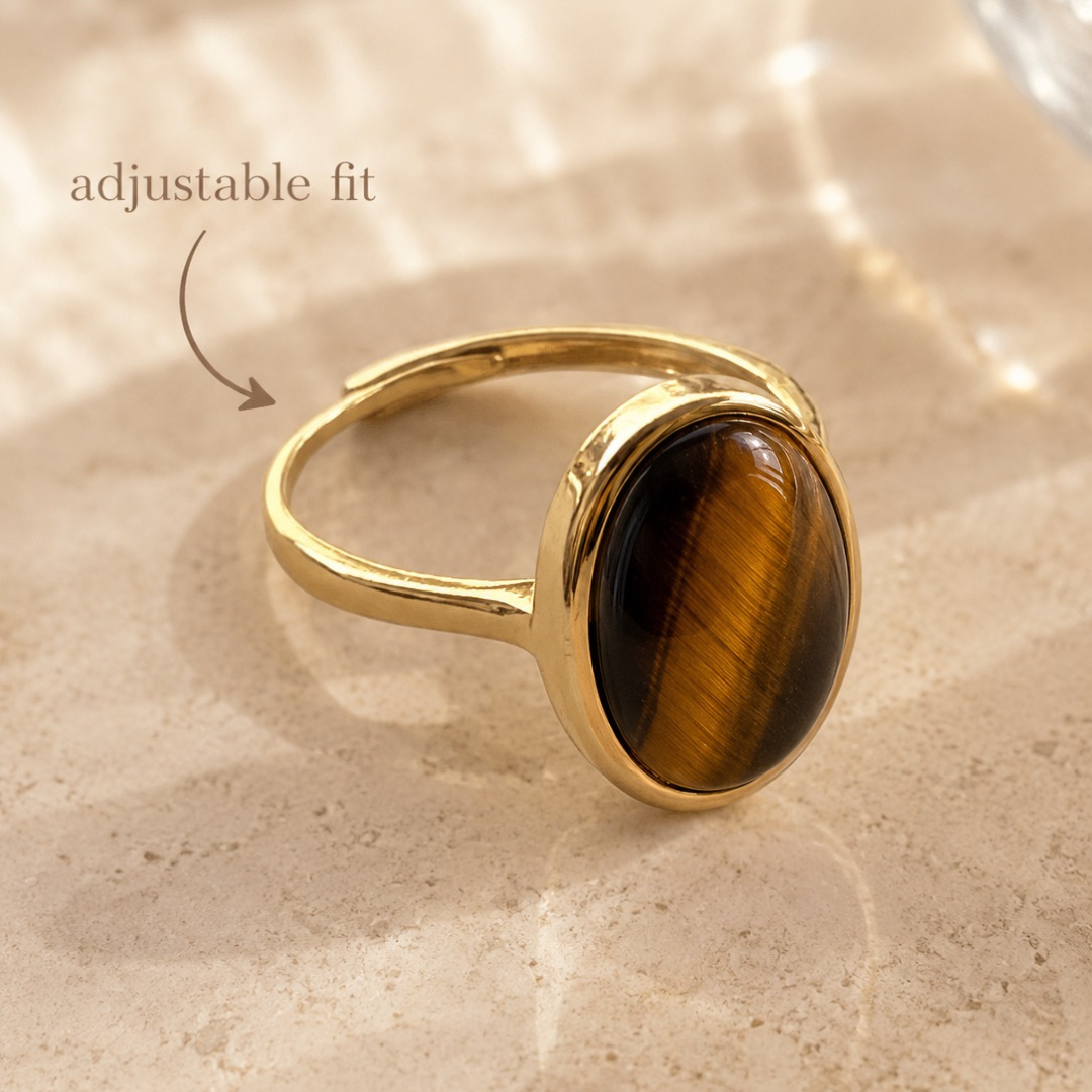 Tiger's Eye Aura Ring – Confidence & Protection