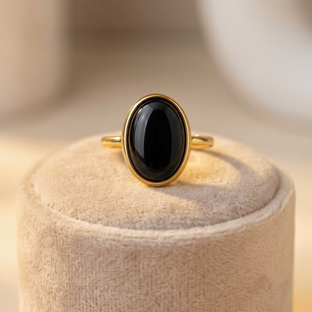 Obsidian Aura Ring – Protection & Grounding