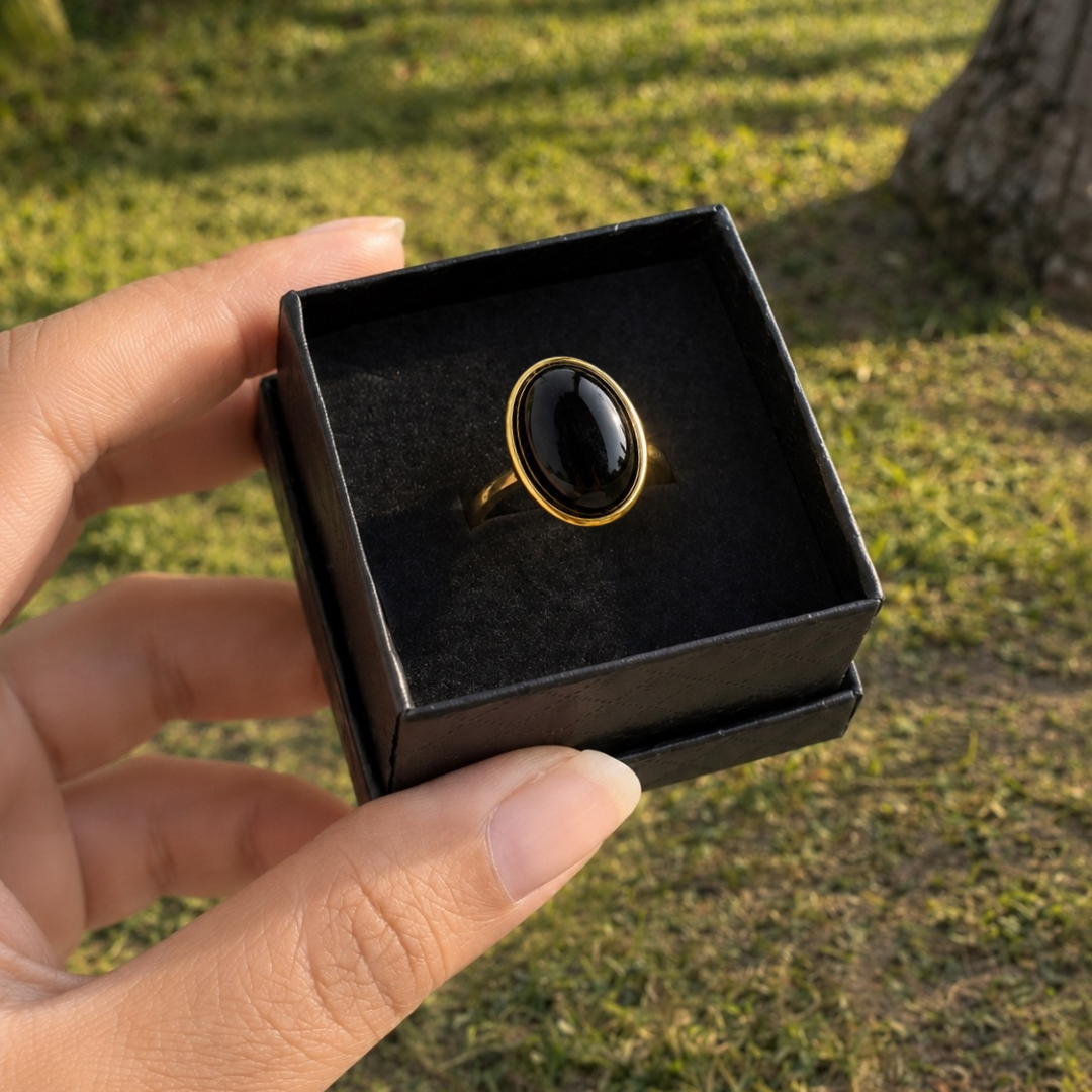 Obsidian Aura Ring – Protection & Grounding