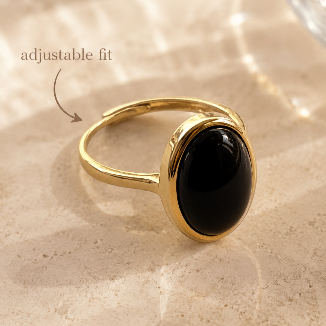 Obsidian Aura Ring – Protection & Grounding