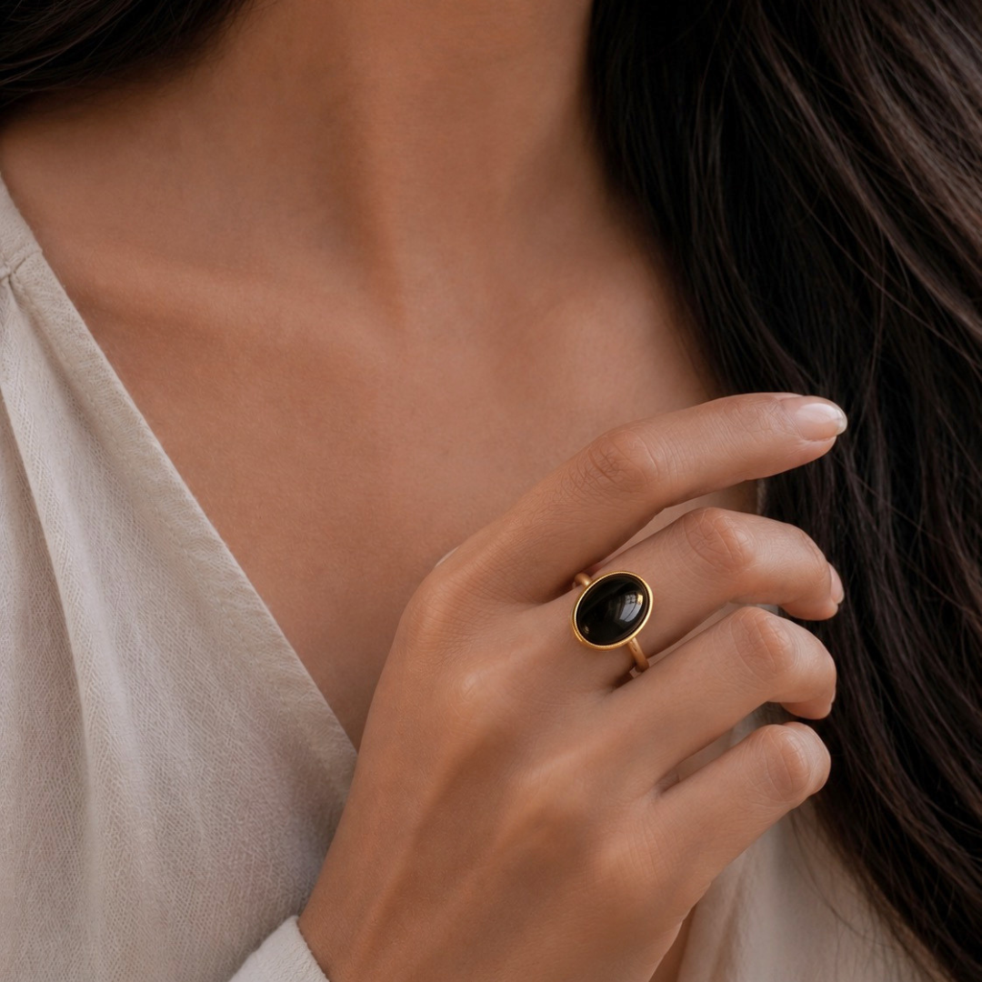 Obsidian Aura Ring – Protection & Grounding