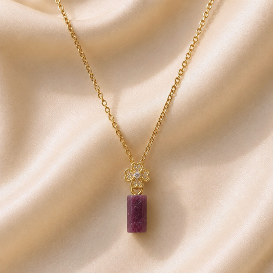 Ruby Clover Pendant Necklace – July Birthstone