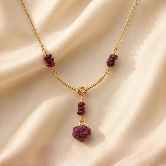 Ruby Lariat Pendant Necklace – July Birthstone