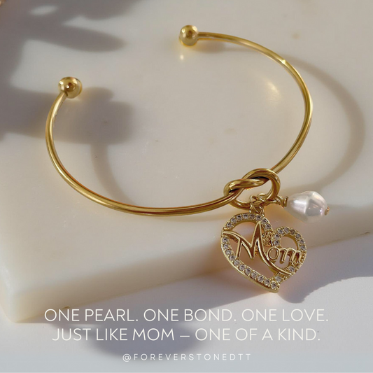 Mother’s Day Knot Bangle with Free Pearl Necklace