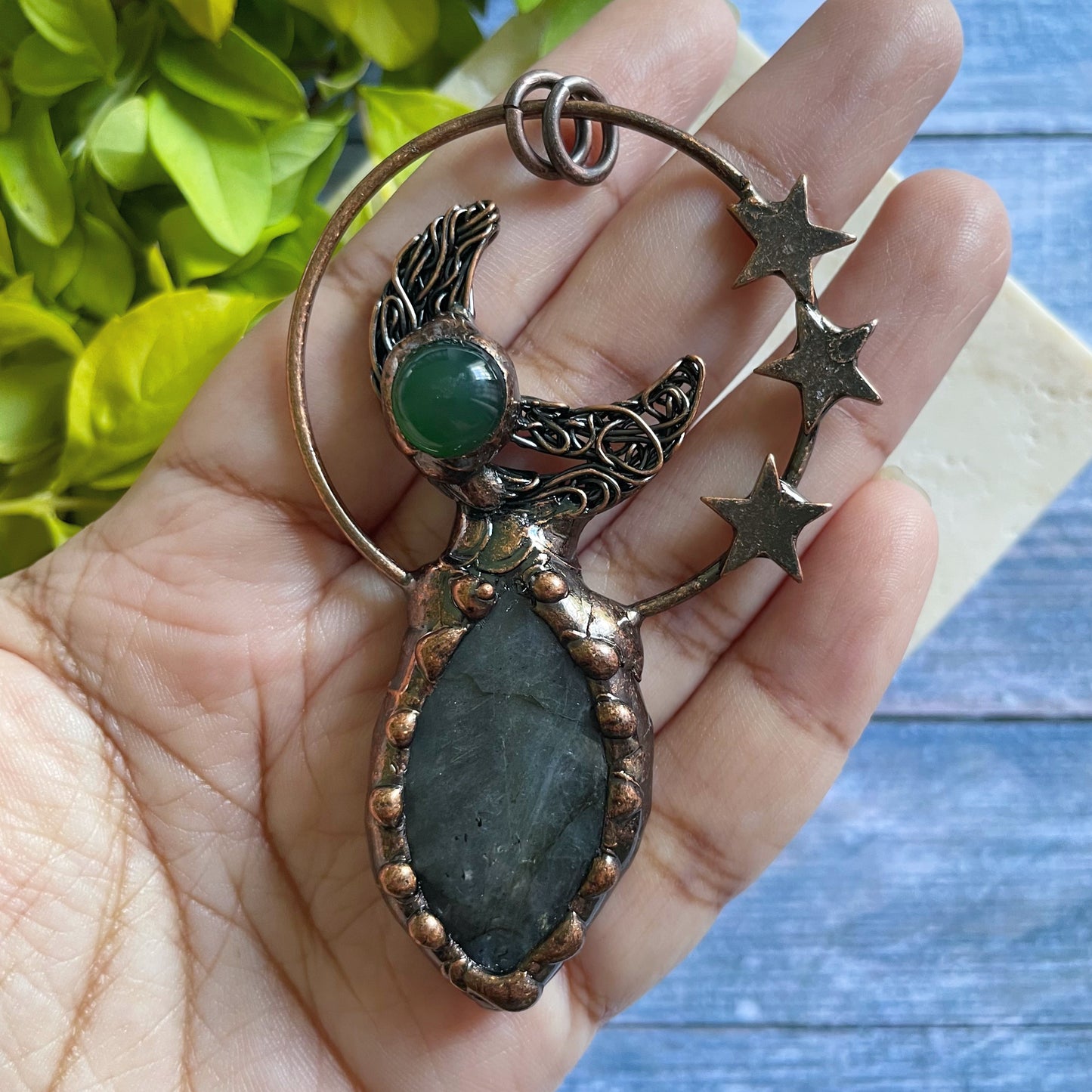 Labradorite Witchy Boho Celestial Amulet Necklace