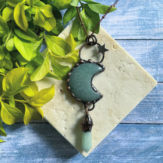 Green Aventurine Boho Night Skies Pendant Necklace