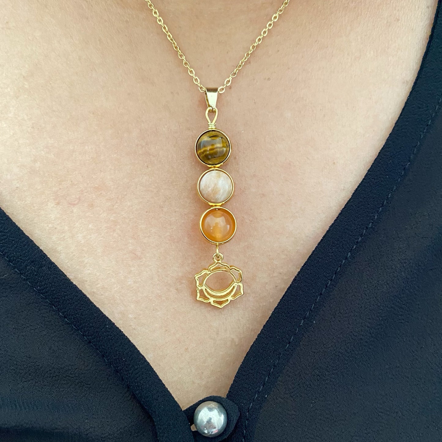 Sacral Chakra Healing Crystal Pendant Necklace