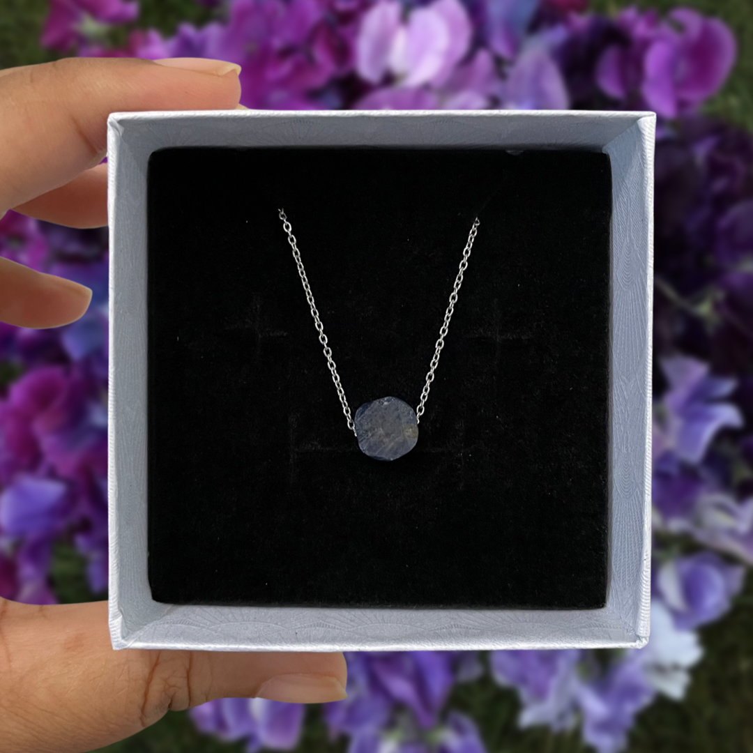 Dainty Raw Mini Sapphire Pendant Necklace