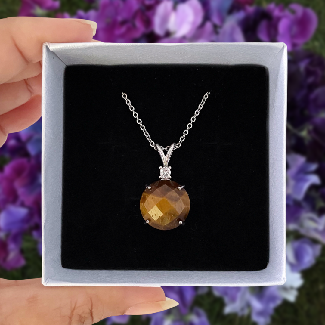 Tiger's Eye Faceted Pendant Necklace