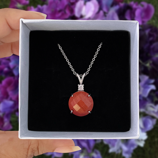 Red Jasper Faceted Pendant Necklace