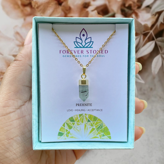 Prehnite Mini Point Pendant Necklace