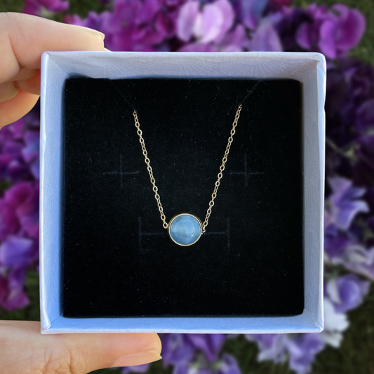 Aquamarine Minimalist Eternity Pendant Necklace