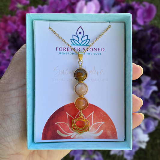 Sacral Chakra Healing Crystal Pendant Necklace