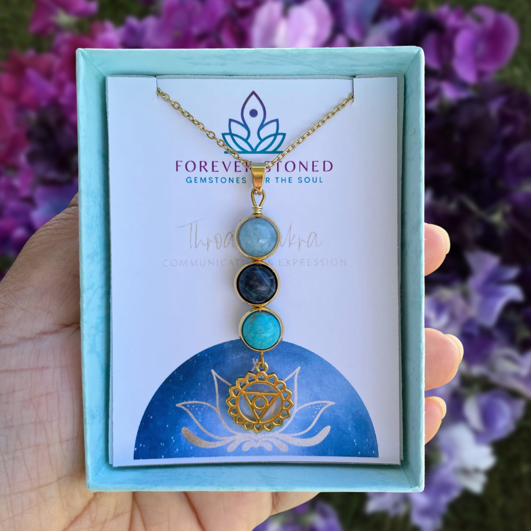 Throat Chakra Healing Crystal Pendant Necklace